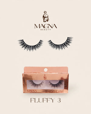 Magna Beauty Fluffy 3 mink false lashes with rose-gold box