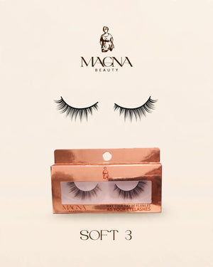Magna Beauty Soft 3 mink false lashes with rose-gold box