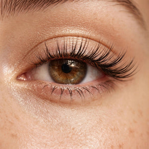 Soft 2 false lashes worn, eye close-up