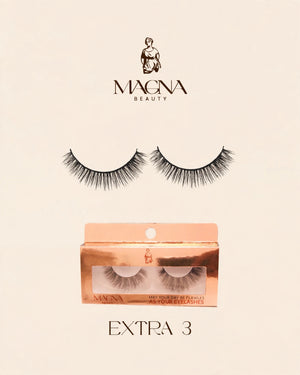 Magna Beauty Extra 3 mink false lashes with rose-gold box