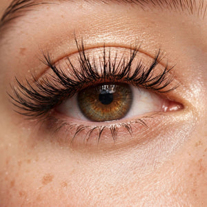 Fluffy 2 false lashes worn, eye close-up