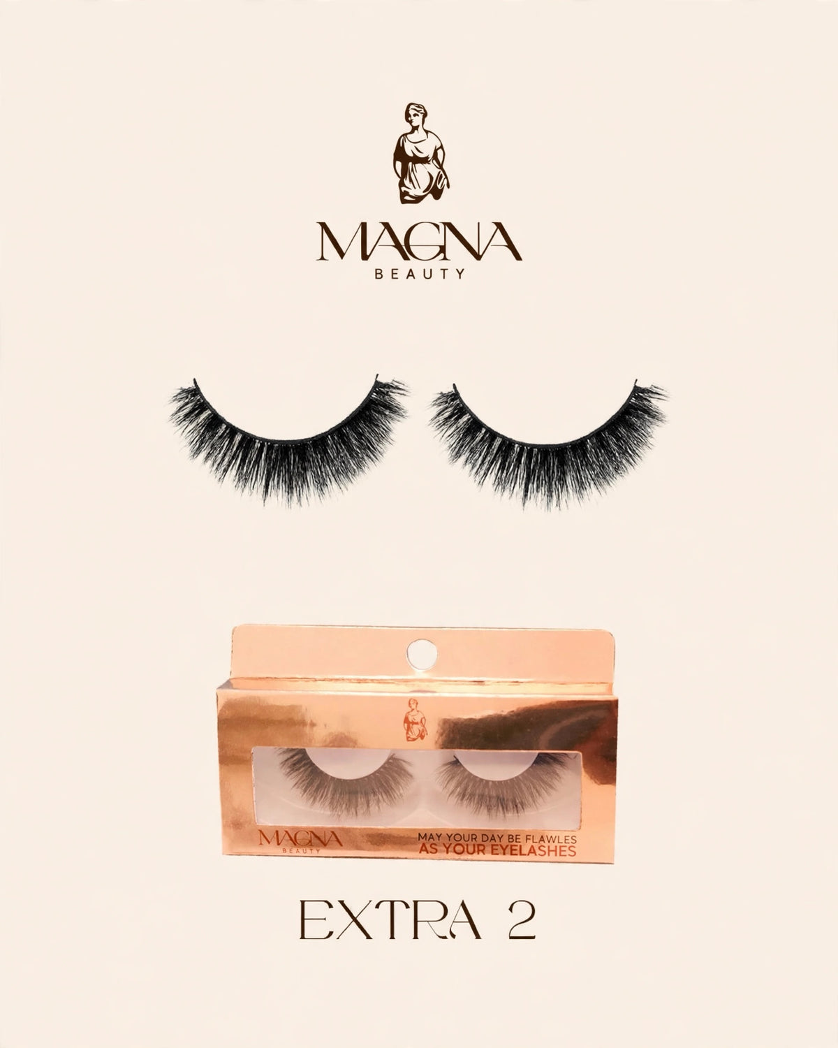 Magna Beauty Extra 2 mink false lashes with rose-gold box