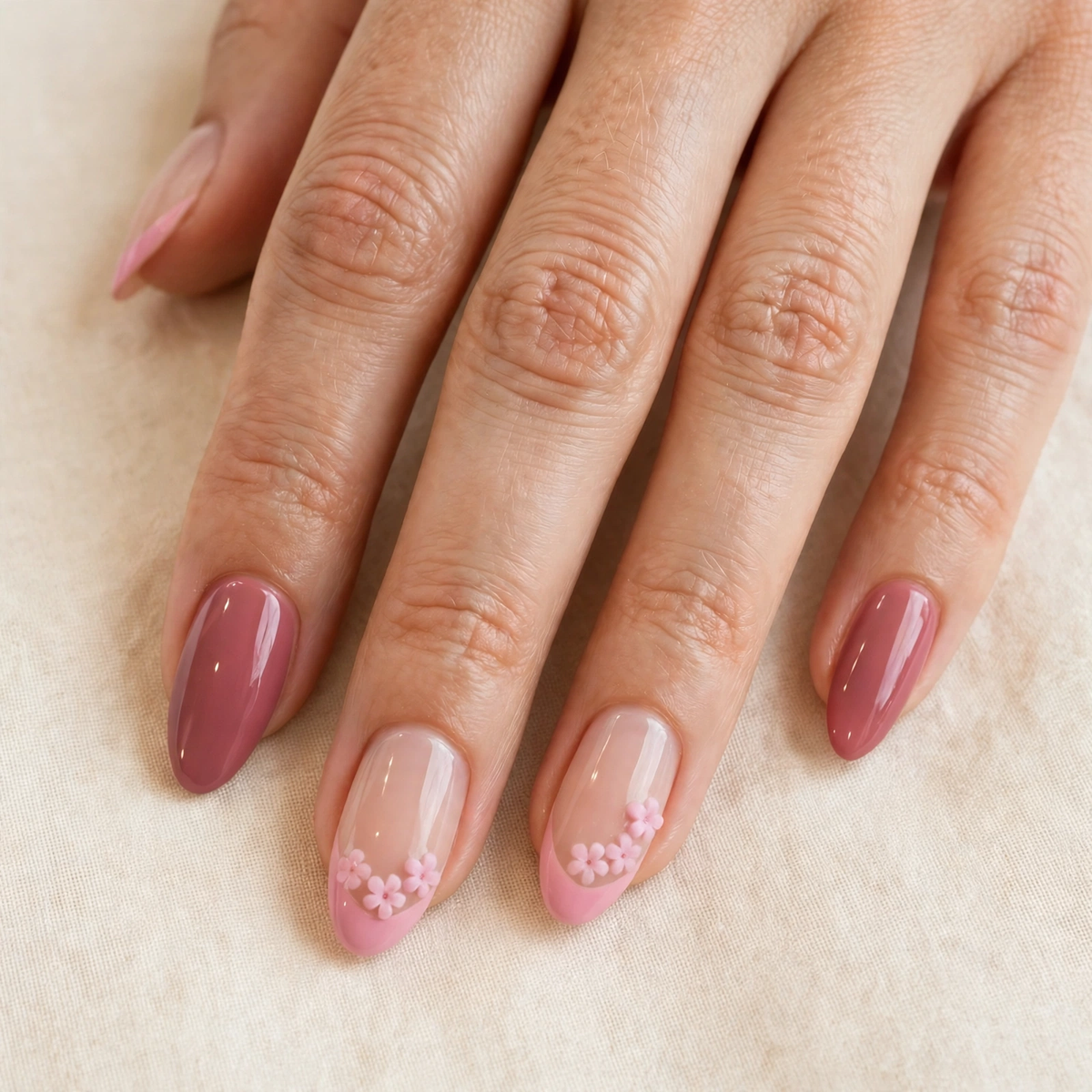 Magna Beauty ROSE PINK press-on nails worn
