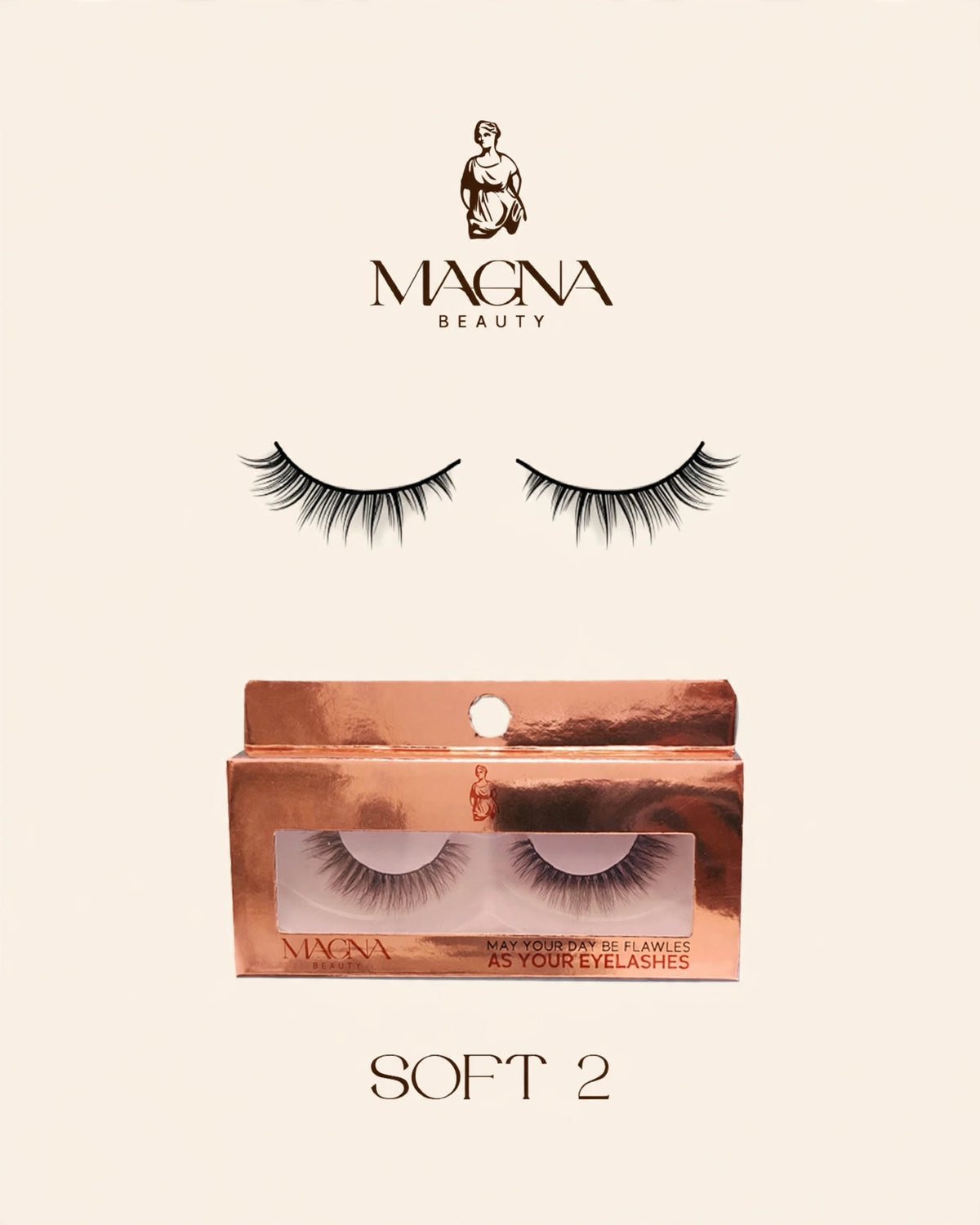 Magna Beauty Soft 2 mink false lashes with rose-gold box
