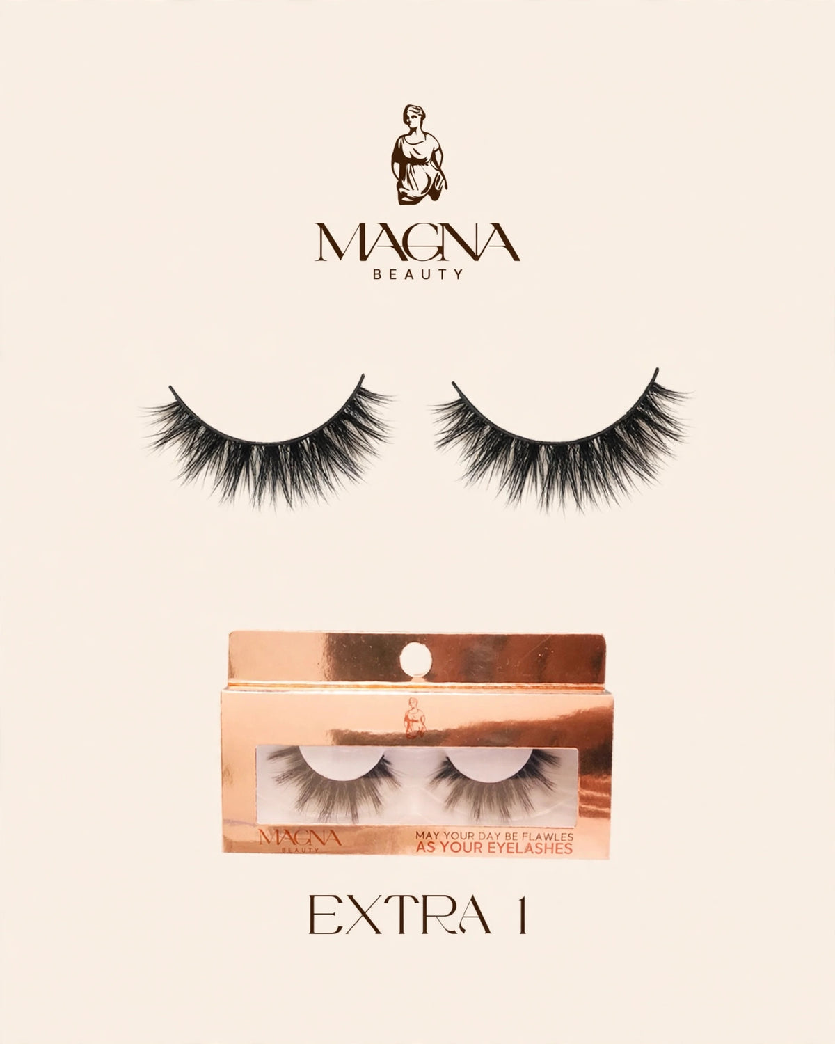 Magna Beauty Extra 1 mink false lashes with rose-gold box