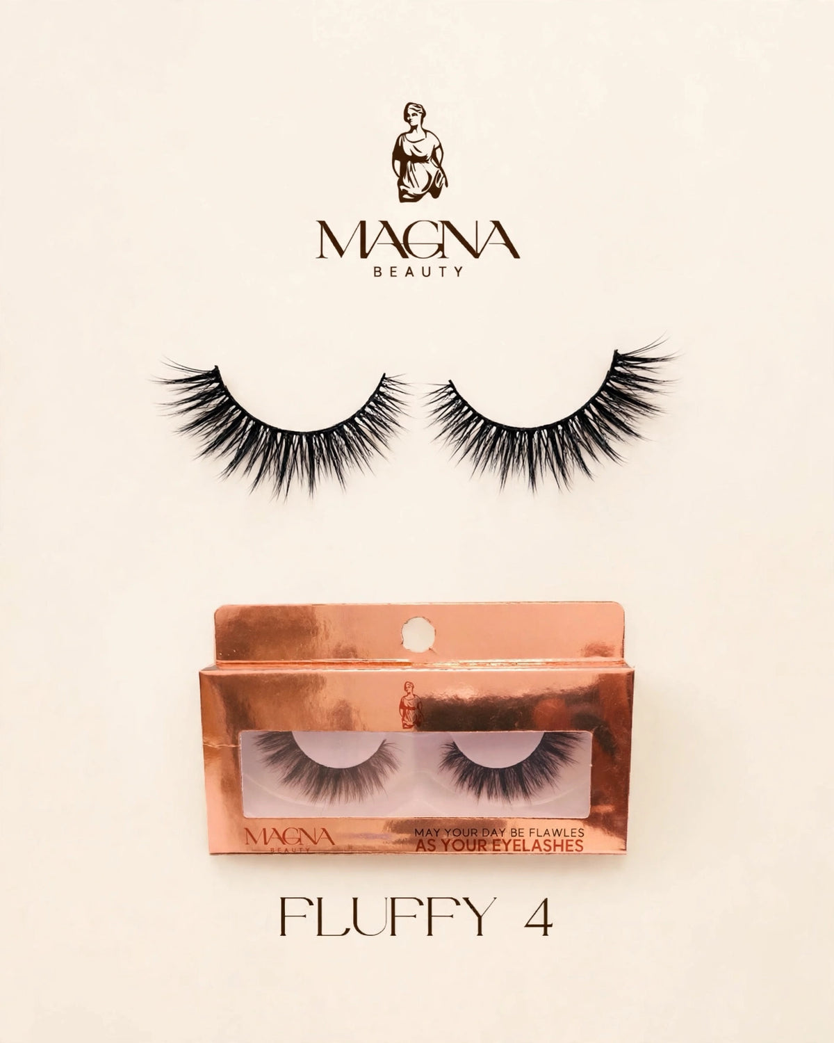 Magna Beauty Fluffy 4 mink false lashes with rose-gold box