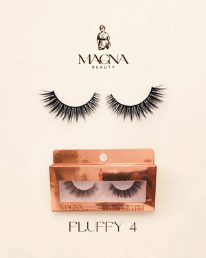 Magna Beauty Fluffy 4 mink false lashes with rose-gold box