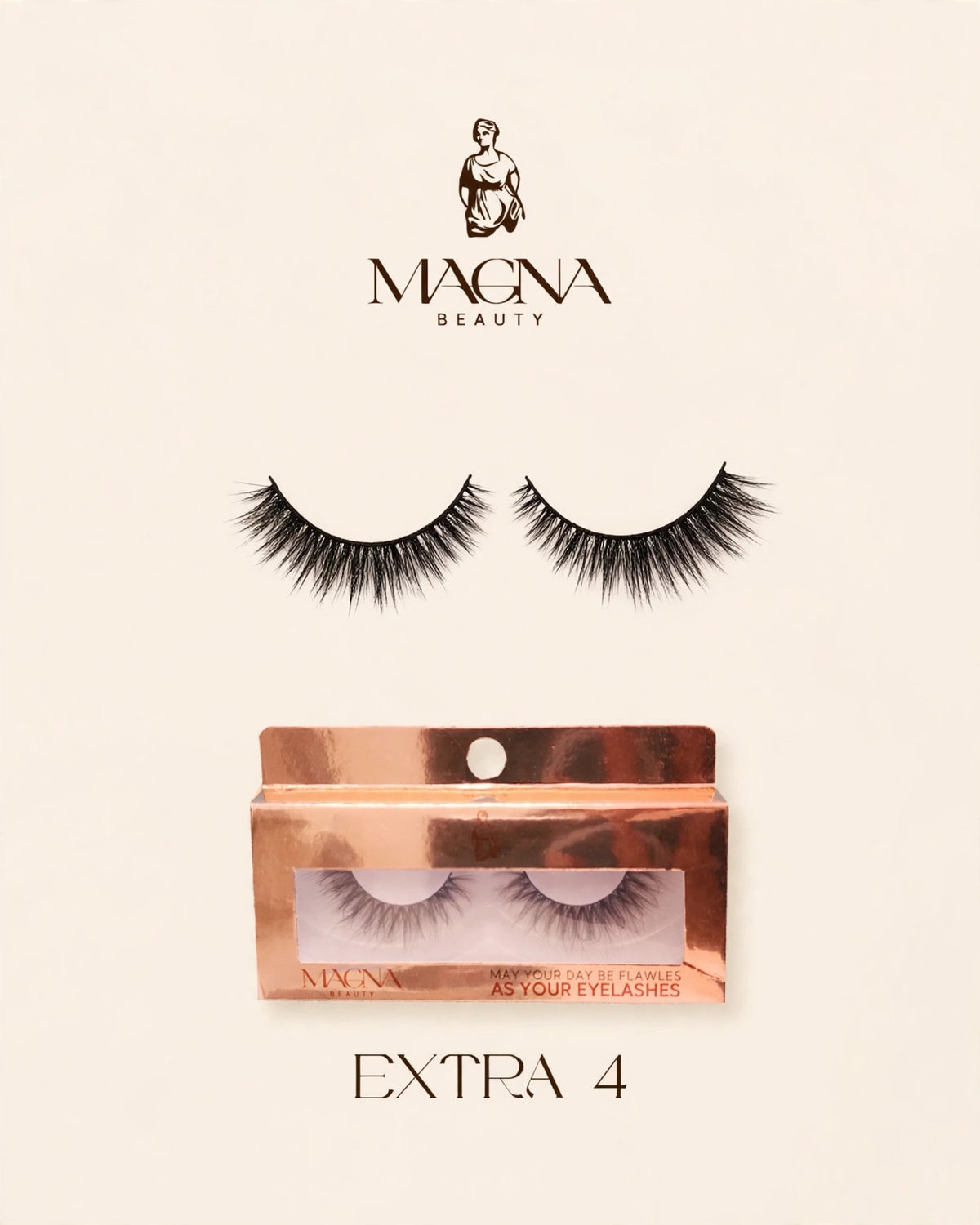 Magna Beauty Extra 4 mink false lashes with rose-gold box