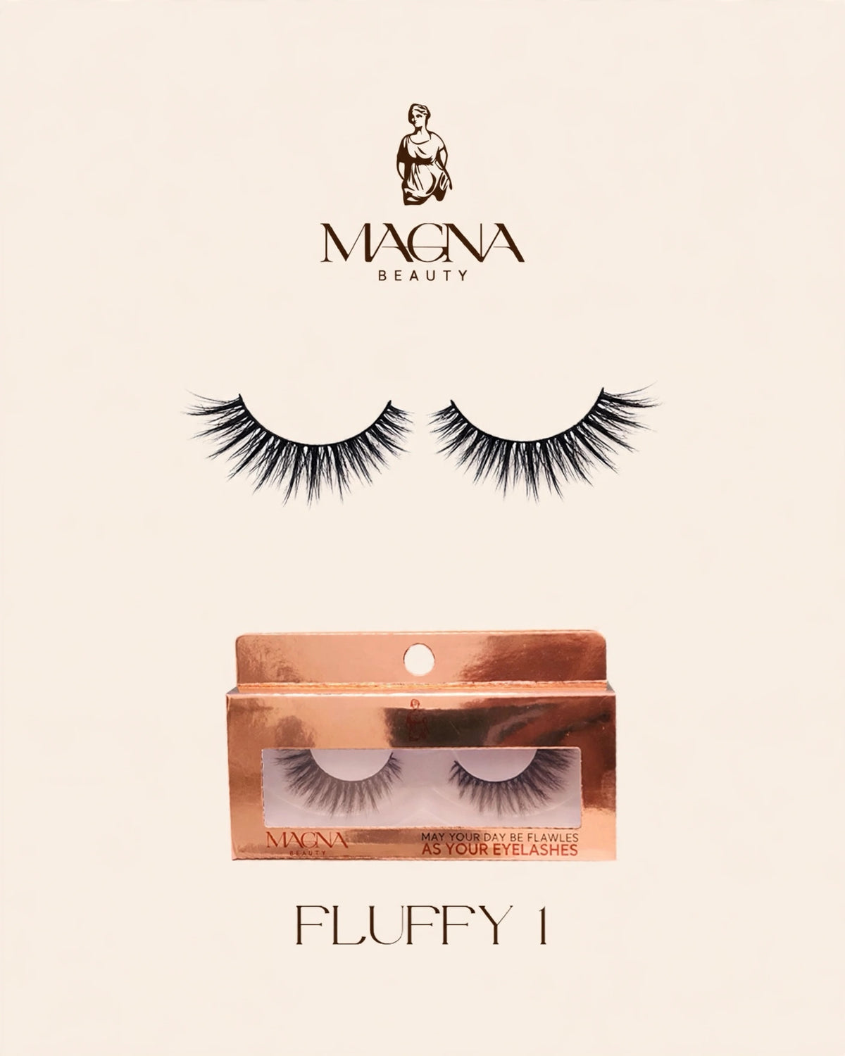 Magna Beauty Fluffy 1 mink false lashes with rose-gold box