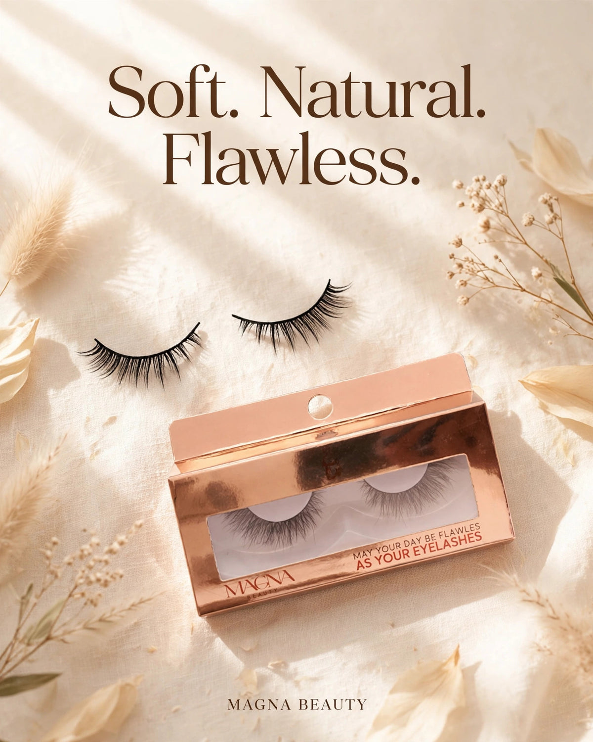 Magna Beauty Soft 1 lashes and box: Soft. Natural. Flawless.