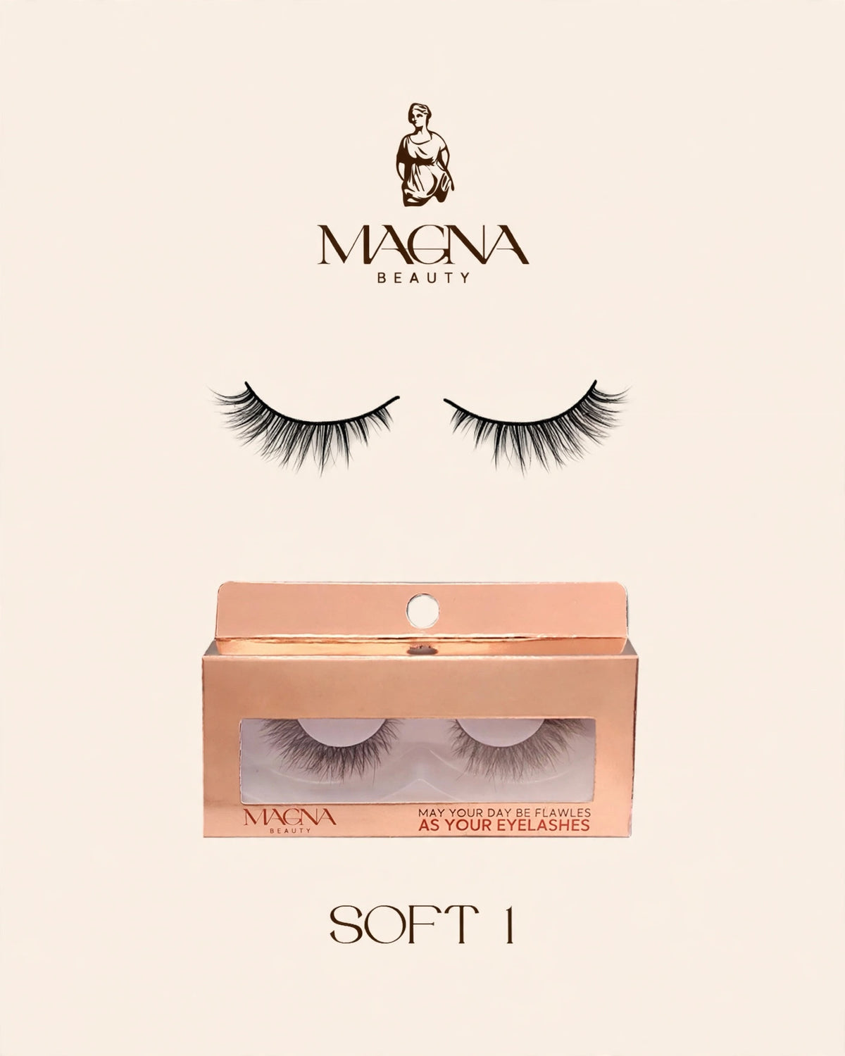 Magna Beauty Soft 1 mink false lashes with rose-gold box