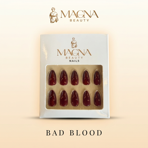 Magna Beauty BAD BLOOD press-on nail set in box