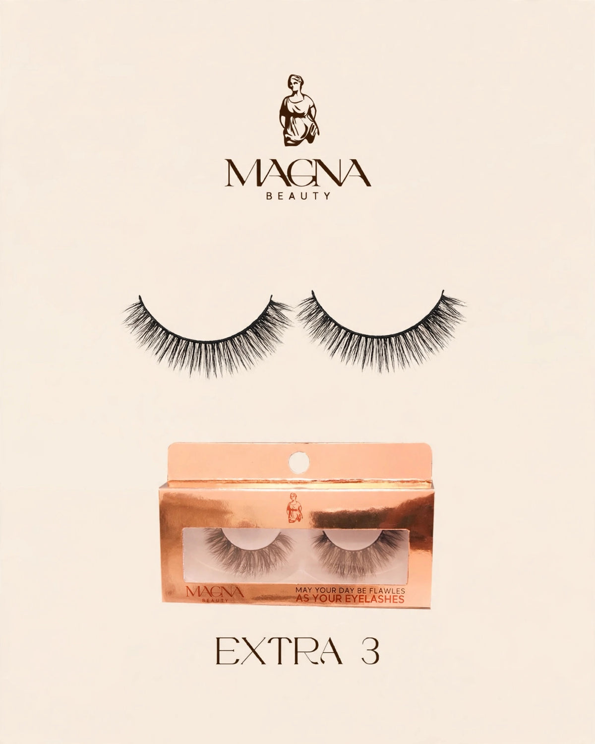 Magna Beauty Extra 3 mink false lashes with rose-gold box