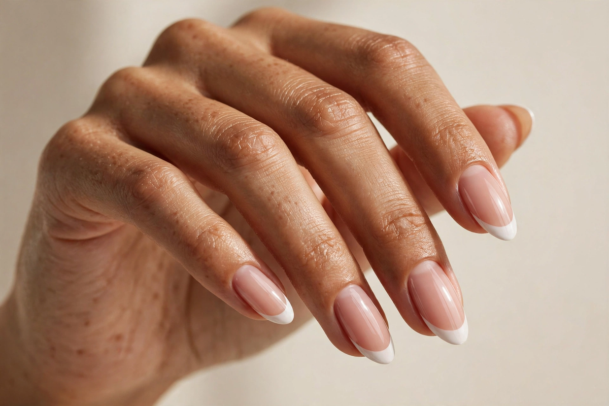 Magna Beauty CLASSIC FRENCH MANICURE SET press-on nails worn