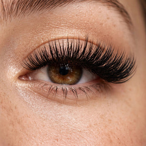 Extra 2 false lashes worn, eye close-up