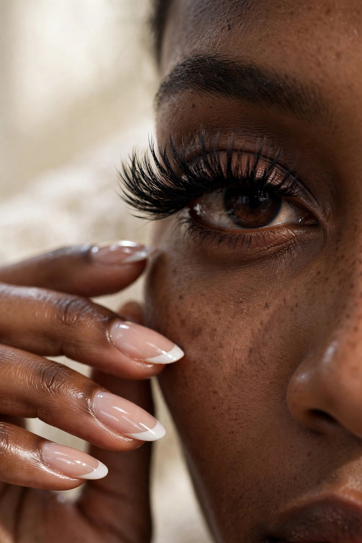 Mix and Match Duo - French nails and fluffy lashes worn