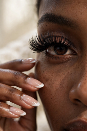 Mix and Match Duo - French nails and fluffy lashes worn