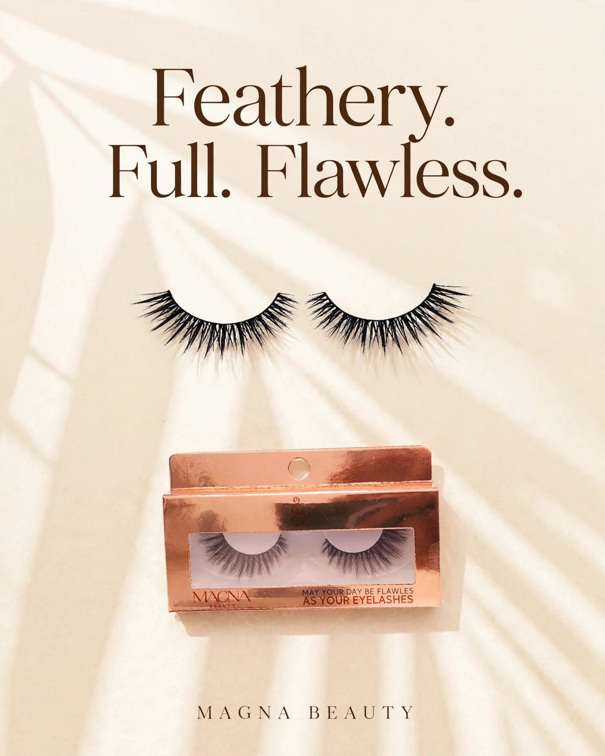 Magna Beauty Fluffy 1 lashes and box: Feathery. Full. Flawless.