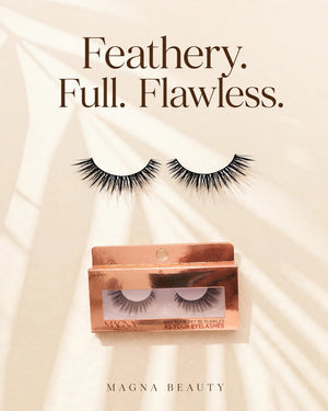 Magna Beauty Fluffy 1 lashes and box: Feathery. Full. Flawless.